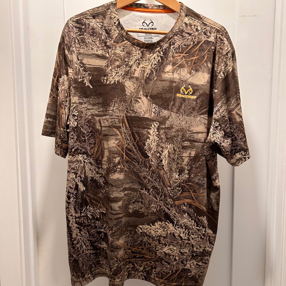 Realtree MAX-1 XT Camo Performance T-Shirt Men's XL Brown Hunting Short Sleeve